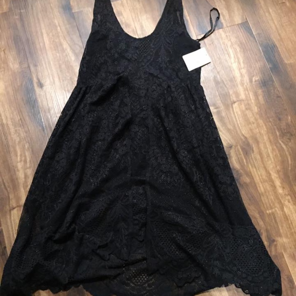 Free People Black and Gold  lace dress size 12 NWT